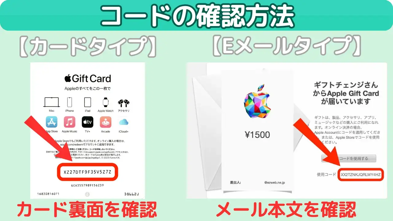 Appleギフトカード（コード確認方法）