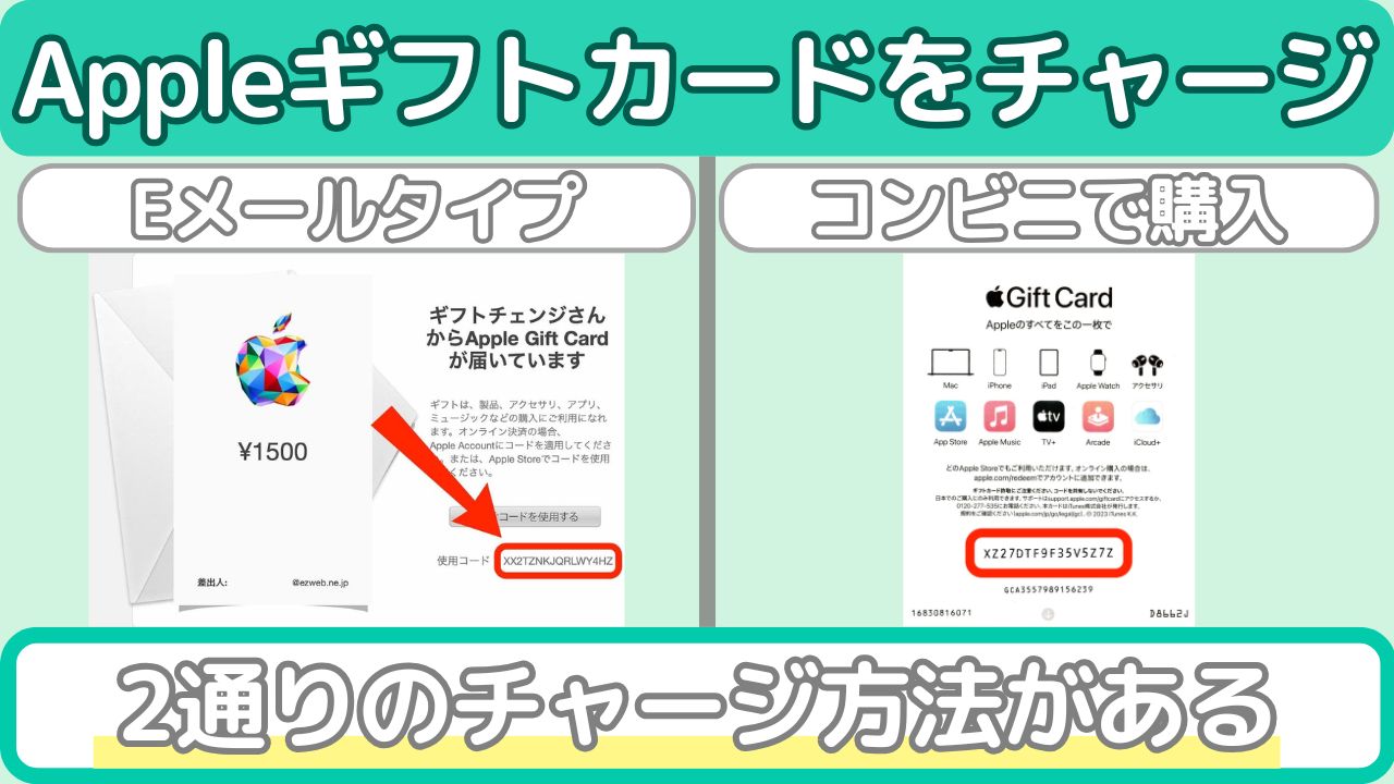 Appleギフトカードのチャージ方法は2つ